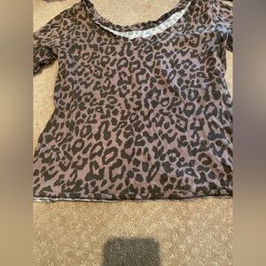 New York & Company Brown and Black 3/4 Sleeve Blouse